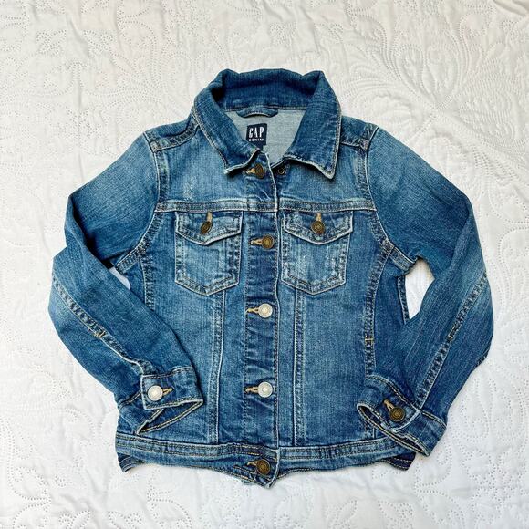 Gap Distressed Denim Jean Jacket Size 4/5 - Picture 2 of 6